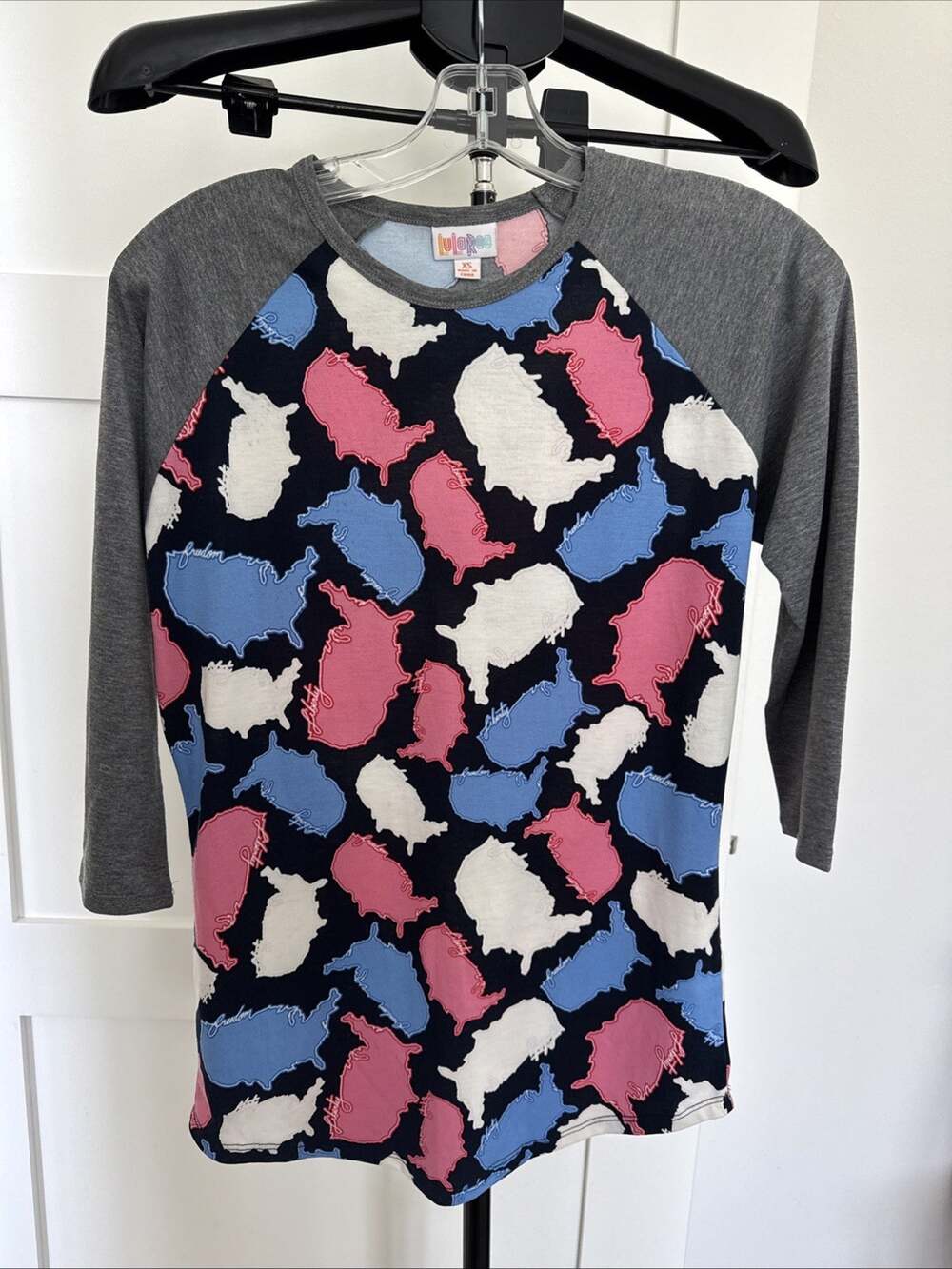 LuLaRoe XS USA United States Freedom Liberty Patriotic Print Randy T-Shirt